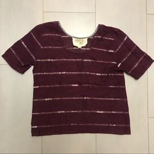 Ace & Jig burgundy top with metallic stripes large